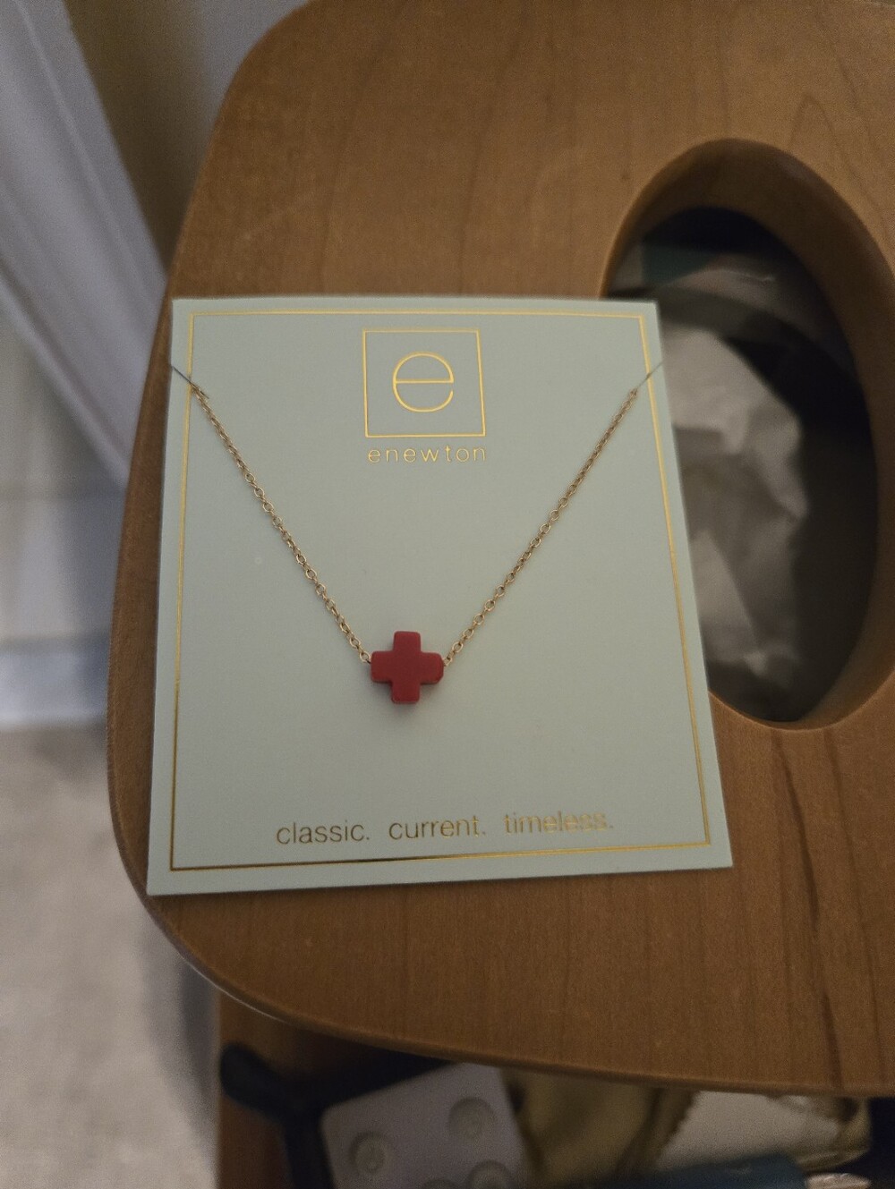 Enewton 16" Gold Red Cross Necklace